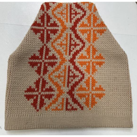 Vintage Wigwam Mills Beanie Ski Hat USA Orlon Acrylic Snowflake Red Orange Tan - Picture 1 of 4